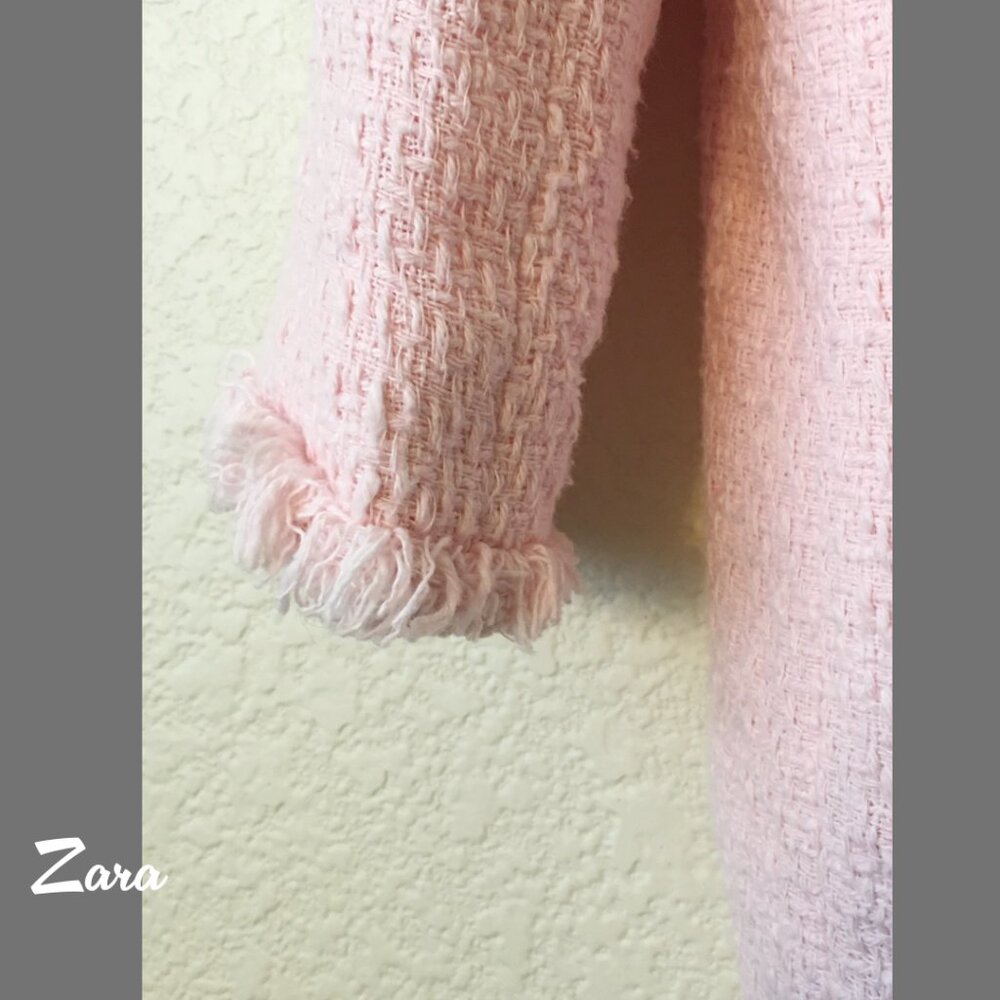 ZARA Pink Tweed Jacket Coat Sz M - Picture 6 of 6
